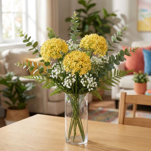 Cebolla ornamental Allium silvestre artificial amarilla 70cm 3 uds | Floristik24.es