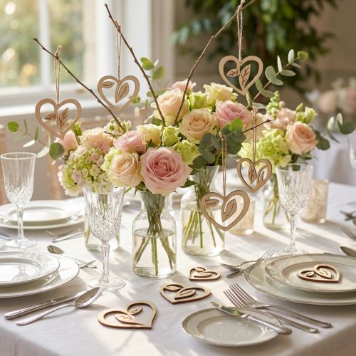 Artículo Decoración de corazones de madera para colgar corazones de decoración de madera 5,5 cm 36 piezas
