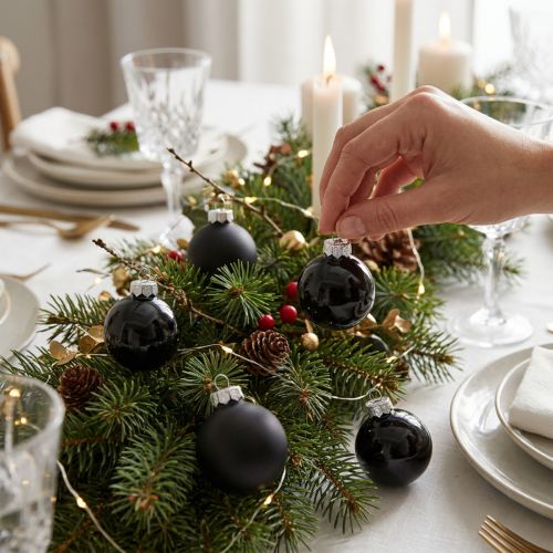 Bolas navideñas negras cristal mini mate brillo Ø3cm 22uds | Floristik24.es