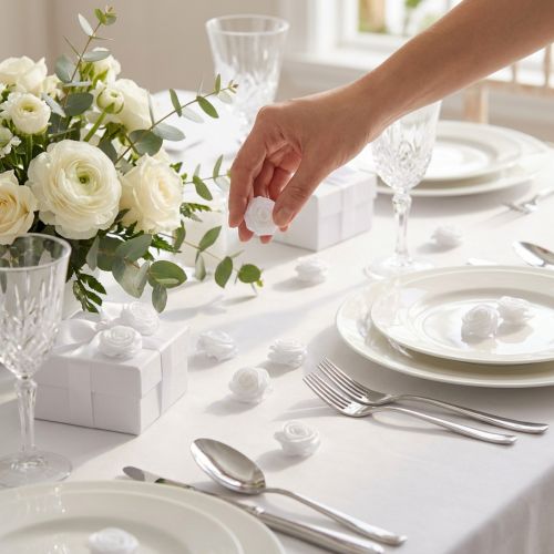 Diorrose para pegar y esparcir blanco Ø1,5cm 24 uds. | Floristik24.es