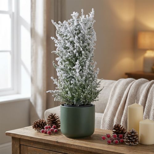 Enebro artificial en maceta planta artificial nevada H47cm | Floristik24.es