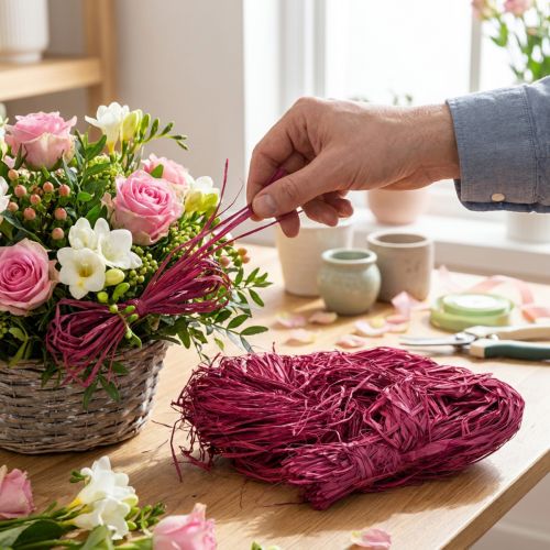Rafia decorativa para elaborar rafia natural rafia malva 300g | Floristik24.es