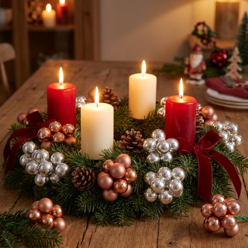 Espejo bayas cristal Navidad plata albaricoque Ø20mm 140 piezas | Floristik24.es