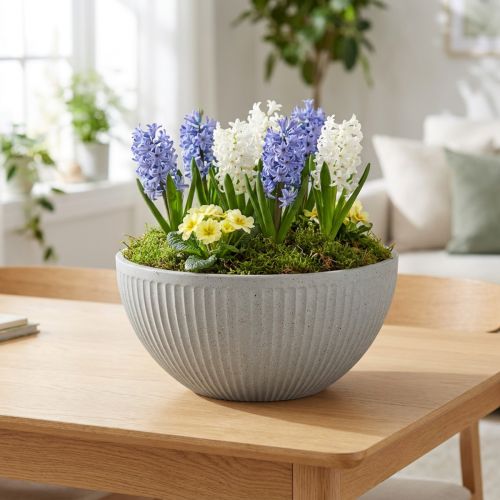 Macetero de plástico gris jaspeado, Ø35cm, H16,5cm | Floristik24.es