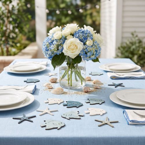 Decoración de mesa de madera con diseño marítimo, estrellas de mar, 4 cm, 72 unidades | Floristik24.es