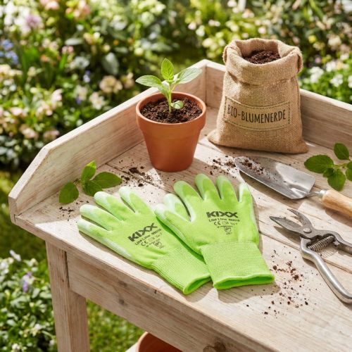 Guantes de jardinería Kixx talla 7 verde claro, lima | Floristik24.es