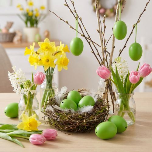 Huevos de gallina 5,5cm - 7cm verde 10 piezas | Floristik24.es