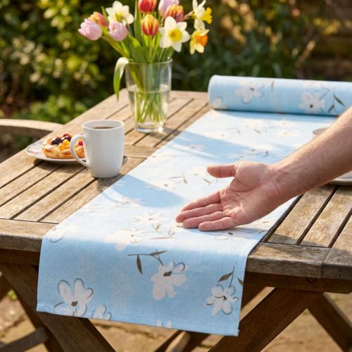 Tela decorativa flores azul 30cm x 3m | Floristik24.es