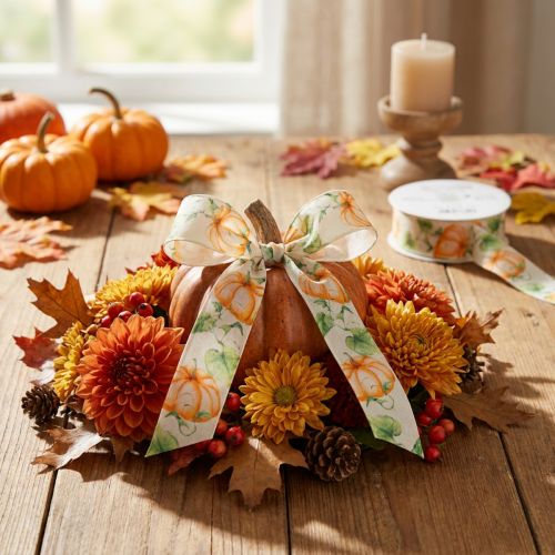 Cinta de regalo cinta calabaza otoño naranja 40mm 15m | Floristik24.es