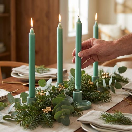 Artículo Velas cónicas PURE Velas Wenzel verde esmeralda 250/23 mm 4 piezas