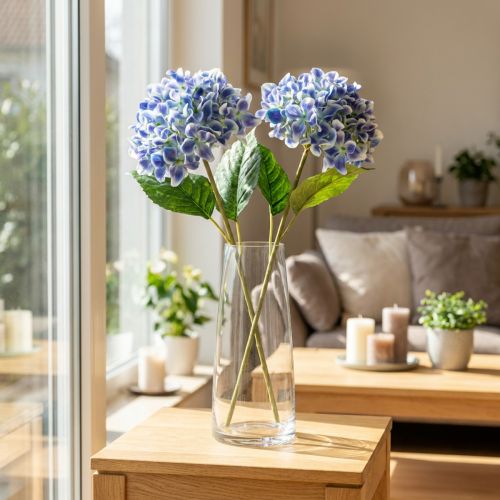 Rama de hortensia en flor para una elegante decoración del hogar, 80 cm, 2 piezas | Floristik24.es