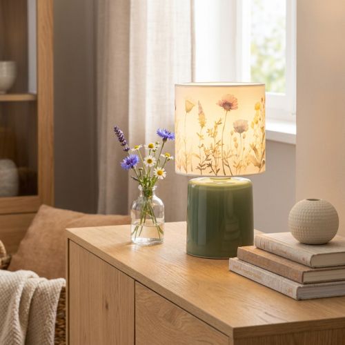 Lámpara de mesa LED con estampado floral para una iluminación elegante en el salón, 23 cm. | Floristik24.es