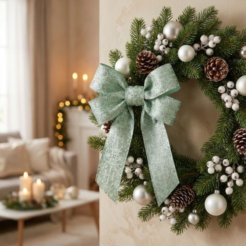 Artículo Cinta de regalo con estampado clásico para lazos y decoración, 40 mm x 15 m