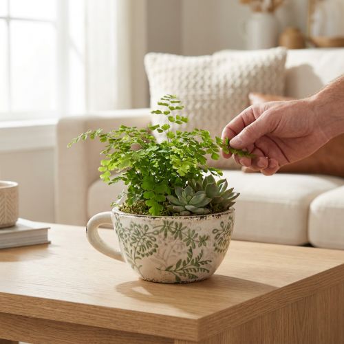 Maceta de cerámica con estampado floral, decoración de habitación, 18 cm. | Floristik24.es