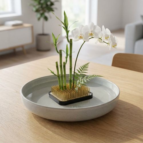 Artículo Erizo Kenzan Rectangular Plata Latón 70×50mm