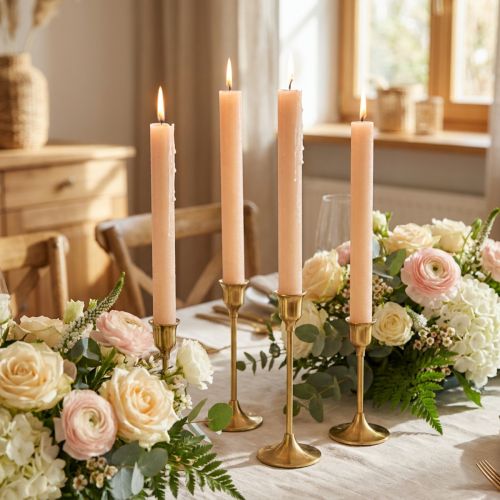 Artículo Velas de mesa de color liso albaricoque 34x240mm 4 piezas