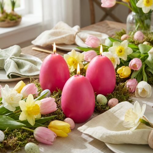 Artículo Vela de huevo primaveral como decoración ideal de mesa Decoración de Pascua e ideas de regalo 9cm 20h 6uds