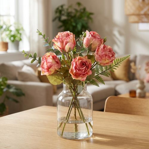 Artículo Rosas artificiales rosas decorativas rosas con capullos L44cm 4 piezas