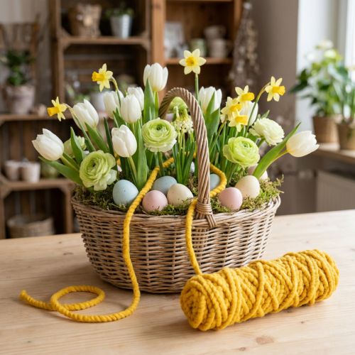 Cordón de fieltro esponjoso Mirabell amarillo yema 25m | Floristik24.es