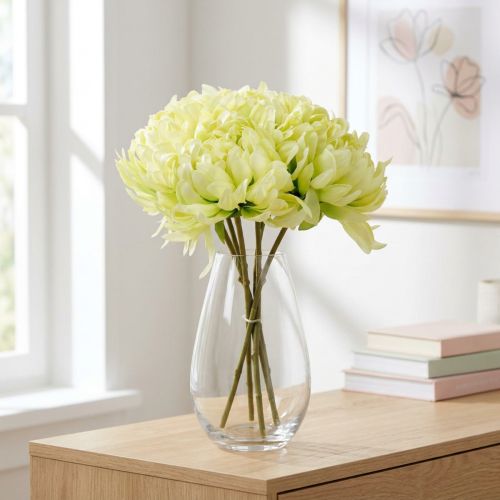 Ramo de crisantemos crema artificial, amarillo 28cm 6pcs | Floristik24.es