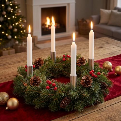 Portavelas plateado para velas de palo 15cm 4uds | Floristik24.es