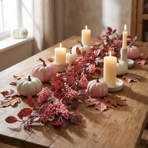 Guirnalda de hojas decoración otoñal percha decorativa en rosa 125cm | Floristik24.es