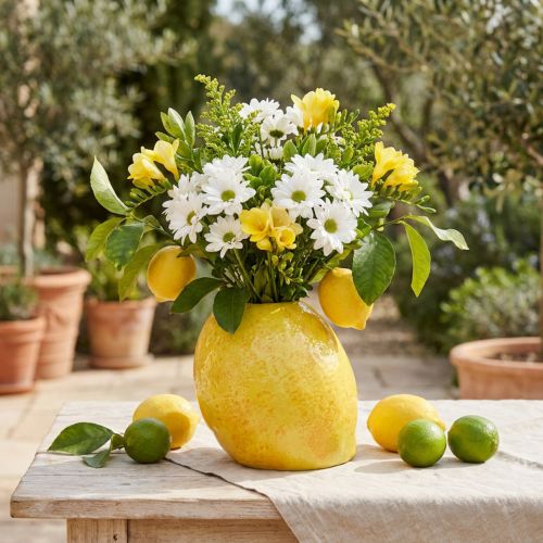 Jarrón de limón jarrón de cerámica amarillo limón mediterráneo Al. 19 cm | Floristik24.es