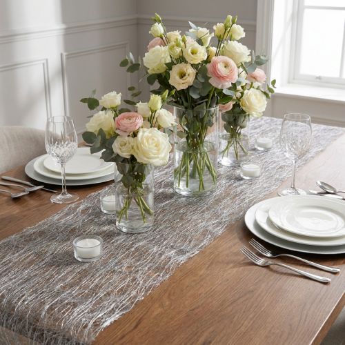 Artículo Camino de mesa Deco polar Sizoweb plateado 30cm 5m