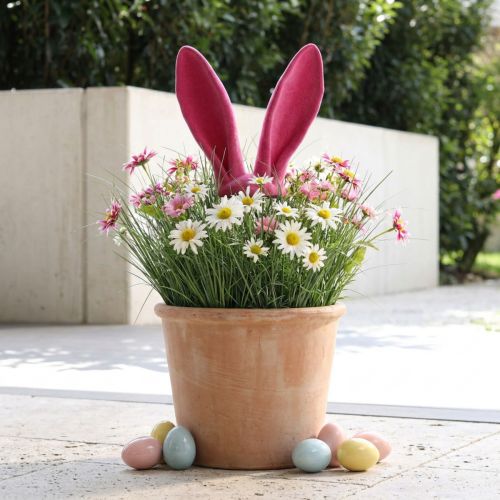 Orejas decorativas de conejito rosa para Pascua bastón flocado Al. 56 cm | Floristik24.es