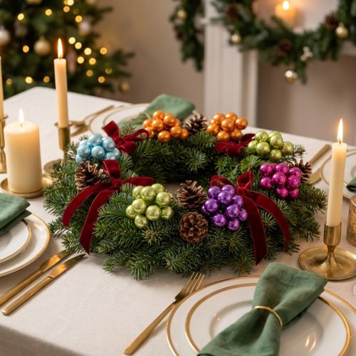Mini adornos navideños en alambre, con bayas coloridas espejadas, 25 mm, 140 unidades. | Floristik24.es