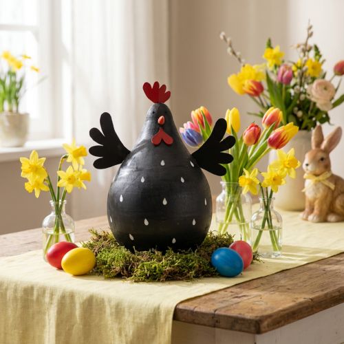 Pollo decorativo decoración de madera negra gallina decoración de Pascua madera Al.13cm | Floristik24.es