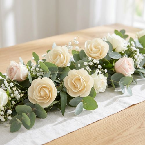 Rosas Decorativas Crema Rosas Artificiales Rosas de Madera Ø7.5cm 12 uds | Floristik24.es