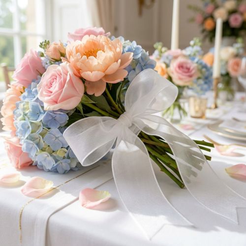 Artículo Cinta de organza cinta de regalo cinta blanca orillo 15mm 50m blanco