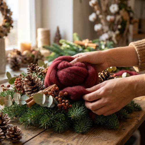 Cordón de lana, lana decorativa, rojo oscuro, cinta de lana de 10 m para floristería y manualidades | Floristik24.es