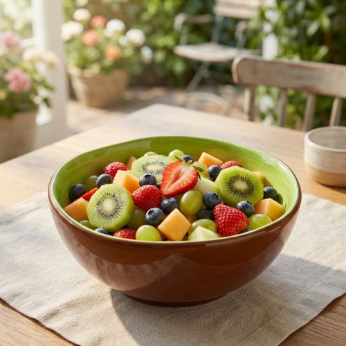 Artículo Cuenco de cerámica con diseño kiwi. Ideal para mesas de comedor y bufés con estilo. 15 cm.