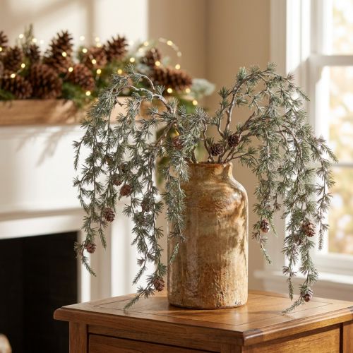 Artículo Rama de pino artificial con piñas, rama de pino decorativa, artificial, 80 cm, 3 piezas