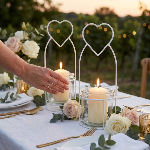 Farol Corazón Blanco Portafarol Vidrio Ø12cm H30cm 2uds | Floristik24.es