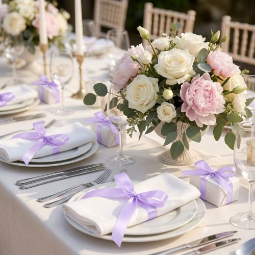 Cinta decorativa para regalo, cinta morada con orillo, 15 mm, 3 m, 10 unidades | Floristik24.es