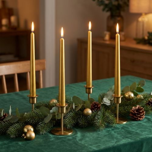 Velas cónicas 300/23 velas de mesa doradas 12 piezas | Floristik24.es