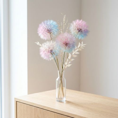 Decoración de diente de león, flor seca, estabilizada y teñida, delicada, duradera, 12 cm, 4 piezas | Floristik24.es