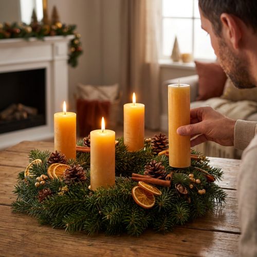 Velas cónicas velas de colores lisos miel 34x240mm 4 piezas | Floristik24.es