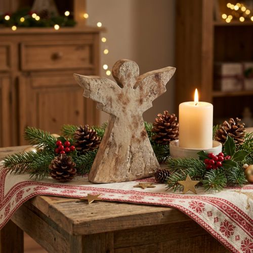 Adorno navideño angelito Navidad madera mango 20×18×2.5cm | Floristik24.es