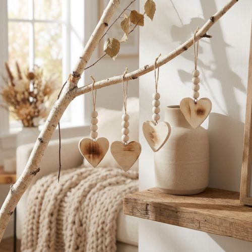 Artículo Corazones de madera colgador decorativo corazones decorativos de madera quemados 8cm 6ud