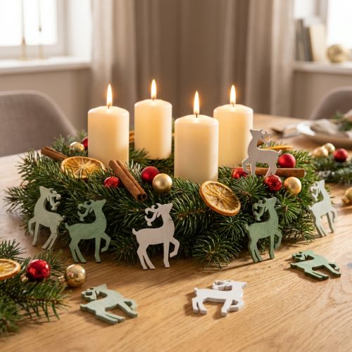 Decoración dispersa Navidad madera ciervo verde 4×3cm 72 piezas | Floristik24.es