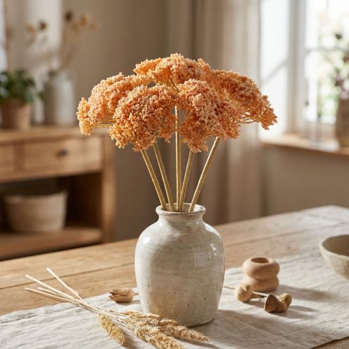 Milenrama artificial flores artificiales naranja 50cm 5pcs en ramo | Floristik24.es