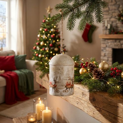 Artículo Campana con motivos navideños para colgar, 26 cm