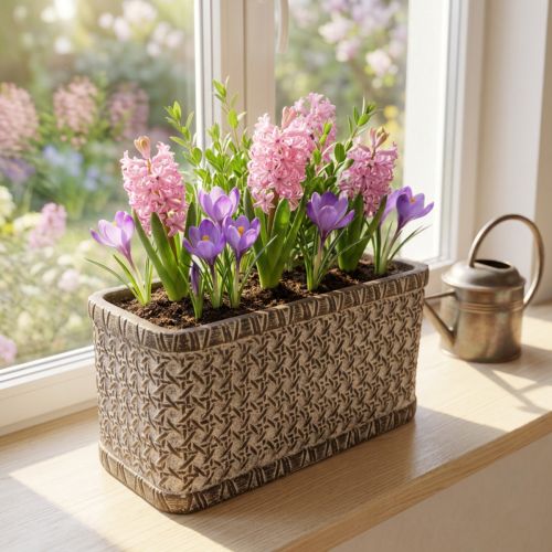 Jardinera Jardinera Cuenco de cerámica Marrón, Blanco 23×11×11cm | Floristik24.es