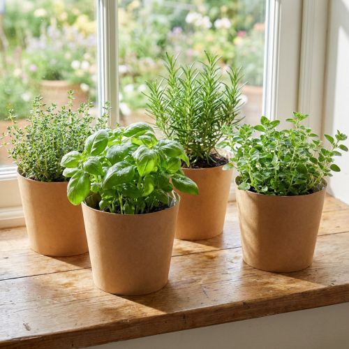 Jardinera, maceta, jardinera de papel natural Ø15cm H13cm 4pcs | Floristik24.es