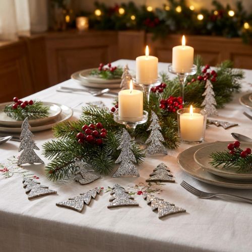 Árbol de Navidad brillante para esparcir 4cm 48 piezas | Floristik24.es