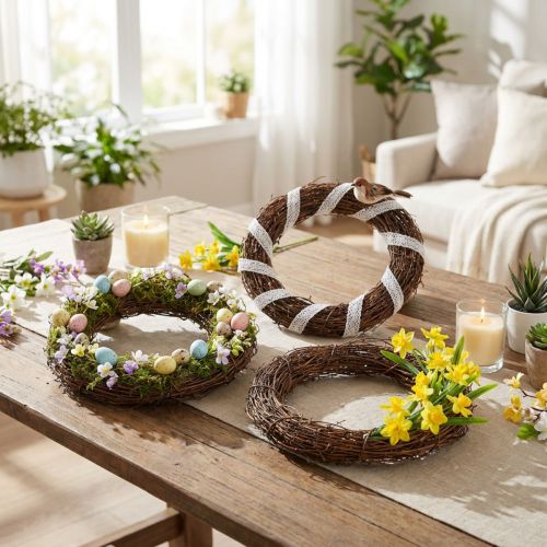 Coronas de vid Ø10cm natural 20 piezas - decoración rústica para mesa y ventana | Floristik24.es